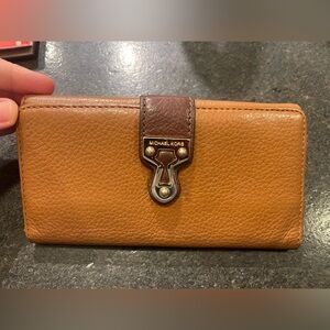 Michael Kors Brown Leather Clasp Wallet